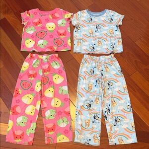 Kids Cartoon Pajama Set - Pink and Blue
